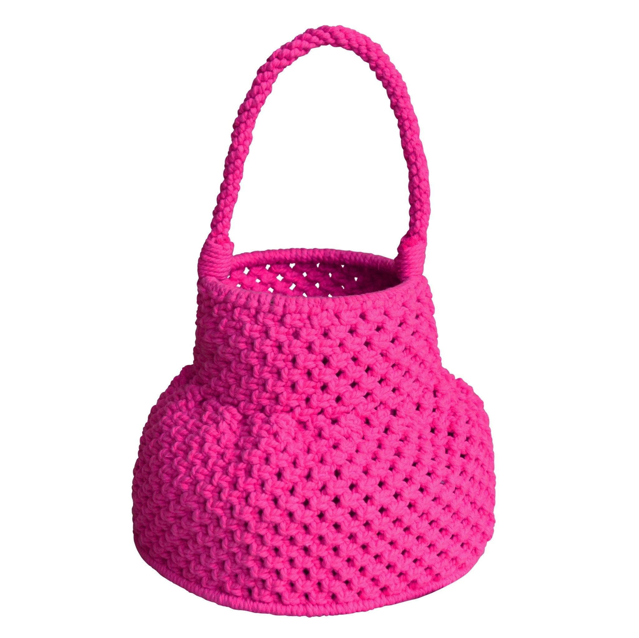 PETITE NAGA Macrame Bucket Bag In Dragonfruit Pink - Diazza