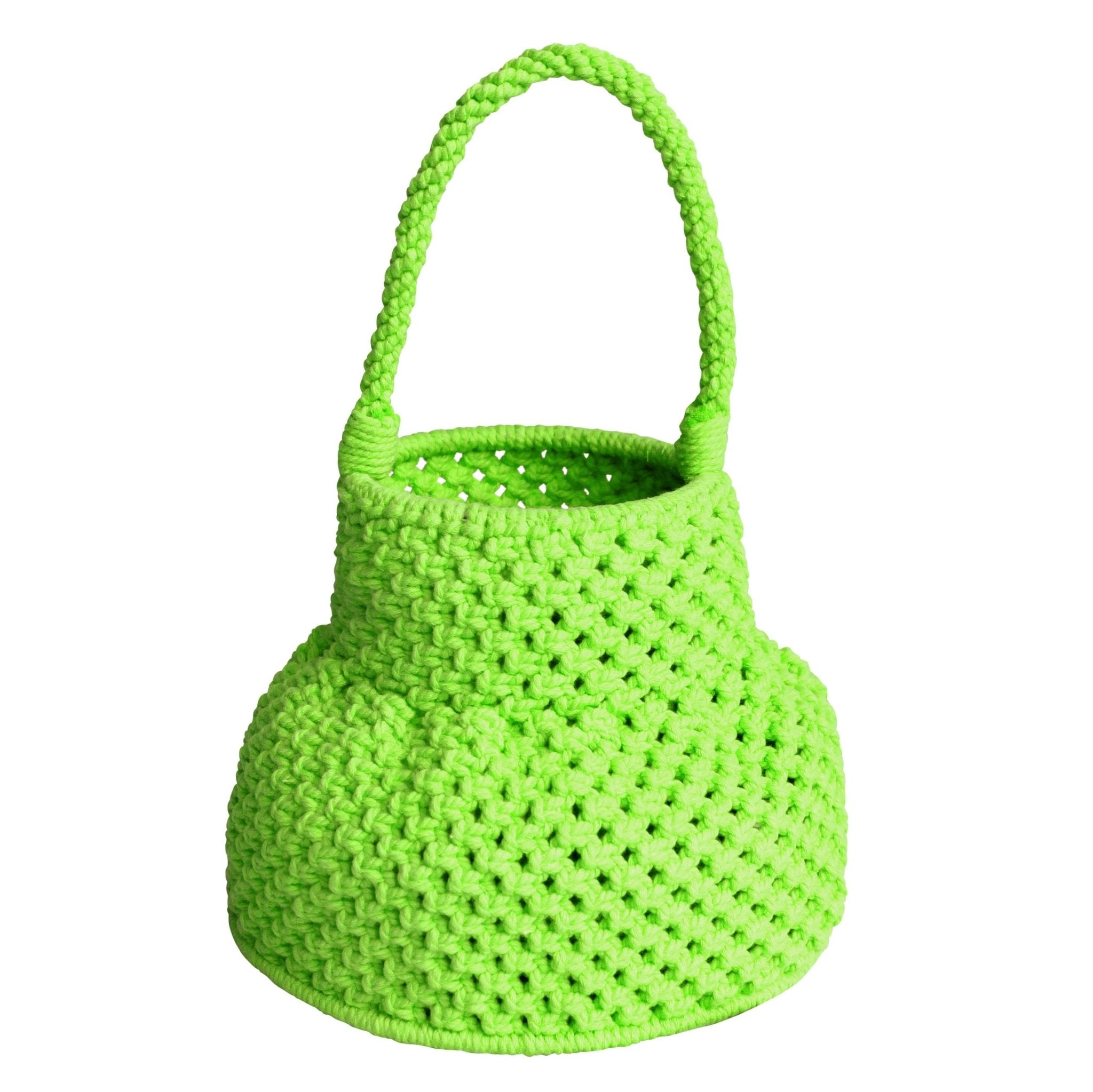 Petite Naga Macrame Bucket Bag In Neon Green - Diazza
