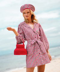 PETITE NAGA Macrame Bucket Bag In Scarlet Red - Diazza