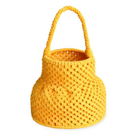 PETITE NAGA Macrame Vessel Basket Bag in Butter Yellow - Diazza