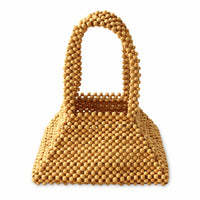 Pyramid Beaded Tote Bag in Toasted Beige - Diazza