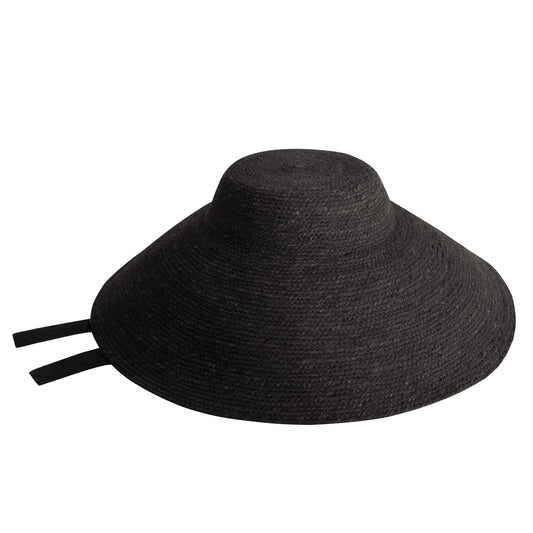 REIGN Jute Straw Hat In Black - Diazza