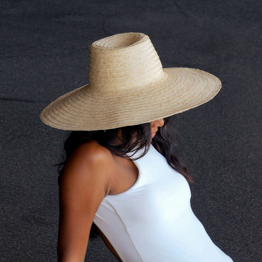 RIANNA Palm Straw Hats in Natural Beige - Diazza