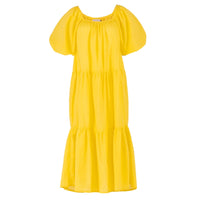 ROSEMARY Dotted Cotton Dress, in Sunflower Yellow - Diazza