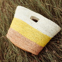 Sayan Raffia Tote Bag, in Yellow & Beige - Diazza