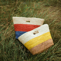 Sayan Raffia Tote Bag, in Yellow & Beige - Diazza