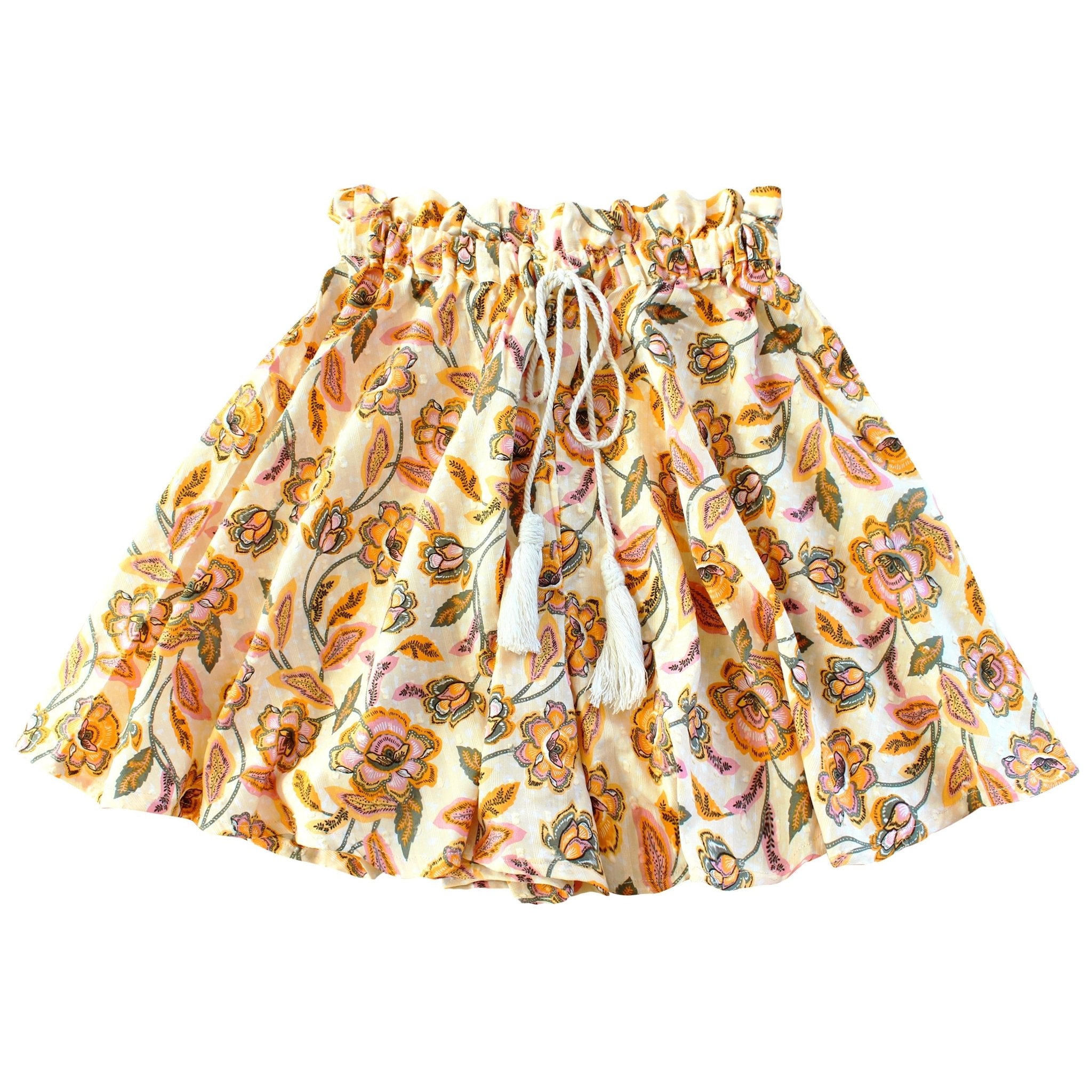 SEKAR Floral Batik Skorts In Marigold Yellow - Diazza