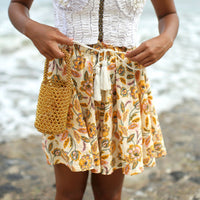 SEKAR Floral Batik Skorts In Marigold Yellow - Diazza