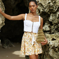 SEKAR Floral Batik Skorts In Marigold Yellow - Diazza