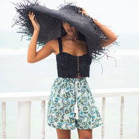 SEKAR Floral Batik Skorts In Sea Blue - Diazza