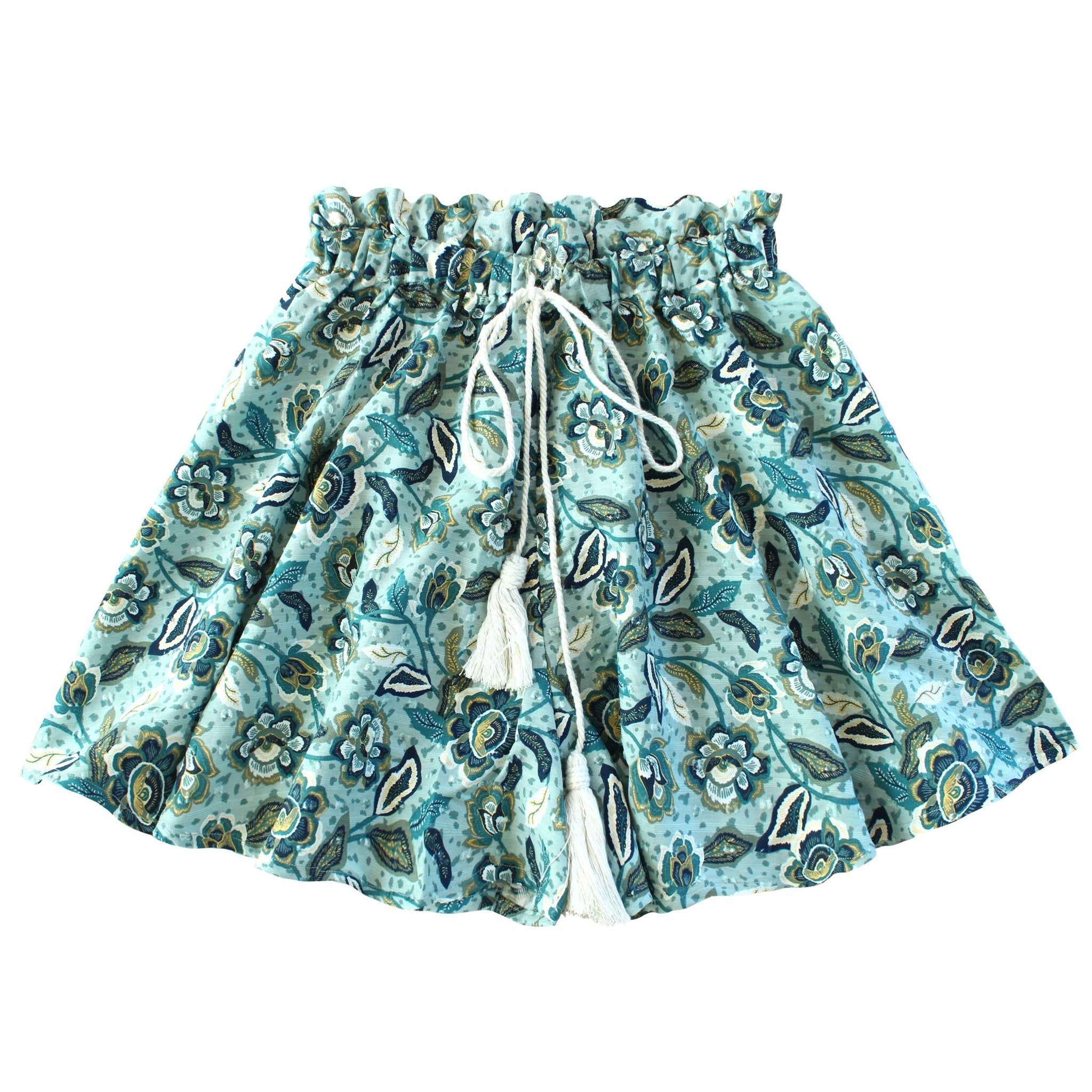 SEKAR Floral Batik Skorts In Sea Blue - Diazza