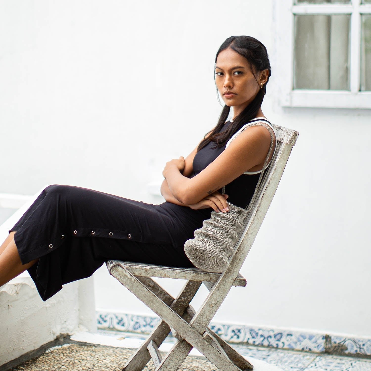 SHELL Handwoven Wire Bag In Silver - Diazza