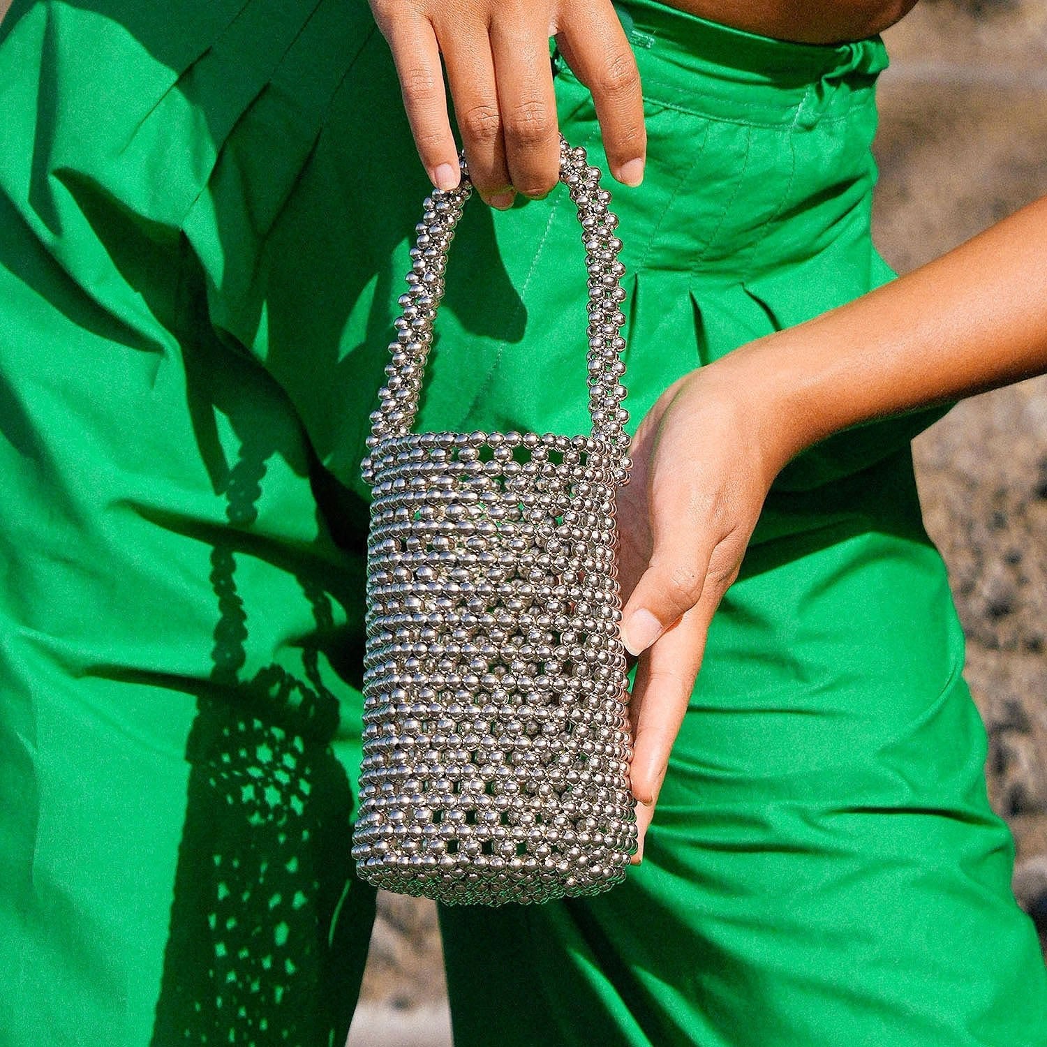 SILVA Metallic Beads Bucket Bag - Diazza