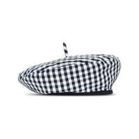 SIMONE Gingham Beret Hat In Black - Diazza