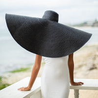 SOLANA Oversized Straw Hat In Black - Diazza