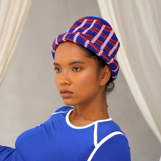 SORORITY Plaid Crochet Hat - Diazza