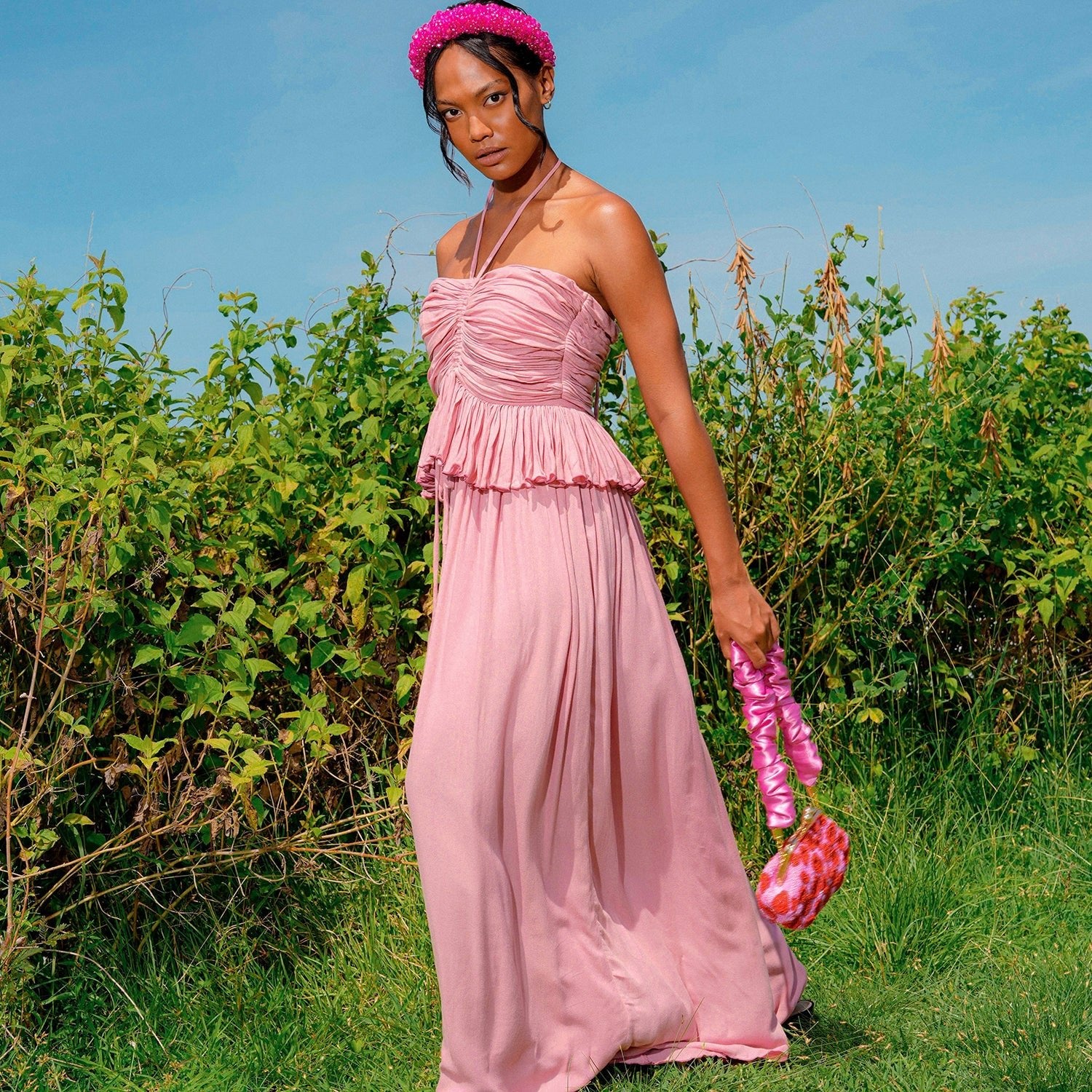 SRI Bamboo Palazzo Jumpsuit in Blush Pink - Diazza