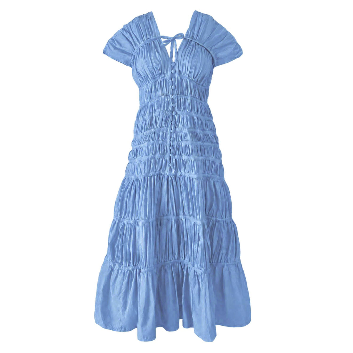 SRIKANDI Ruffle Maxi Dress — Princess Blue - Diazza