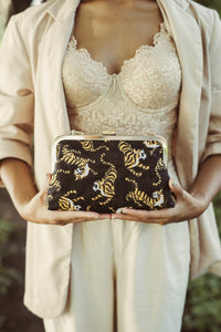 Sumatran Tiger Clutch Bag in Black - Diazza