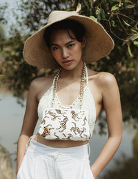 Sumatran Tiger Clutch, in Ivory White - Diazza