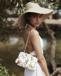 Sumatran Tiger Clutch, in Ivory White - Diazza