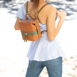 SUSU Brown Leather Backpack Purse for Women Convertible Crossbody Bag Medium Size with Front and Back Pockets - Diazza