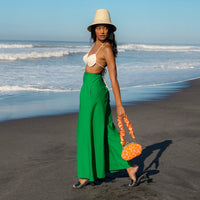 TAYLOR Wide - leg Palazzo Pants in Kelly Green - Diazza