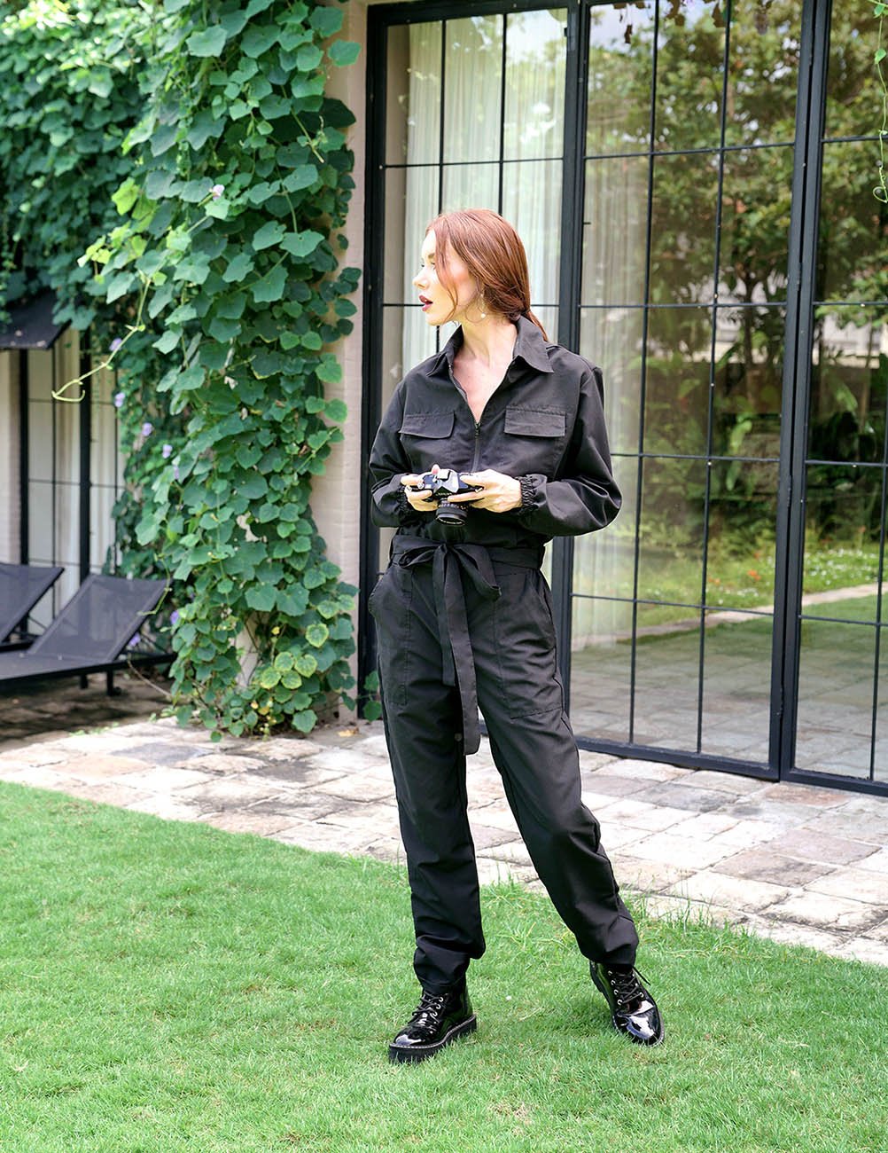 The Amelia Recycled Travel Jumpsuit in Black - Diazza