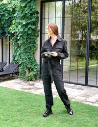 The Amelia Recycled Travel Jumpsuit in Black - Diazza