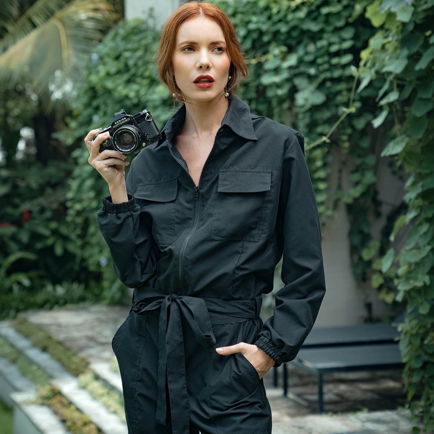 The Amelia Recycled Travel Jumpsuit in Black - Diazza