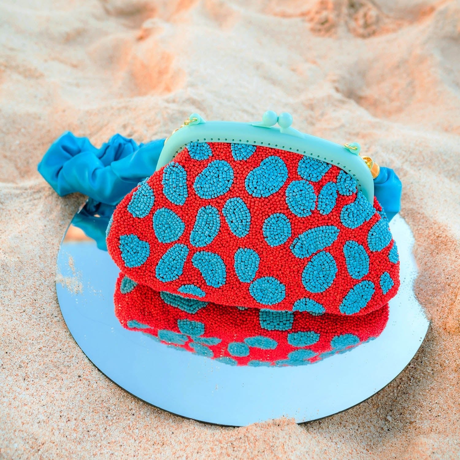 The Arnoldi Ariela Bag In Red & Turquoise Blue - Diazza