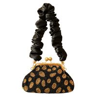 The Arnoldi Black Gold Hand - beaded Clutch In Black & Gold - Diazza
