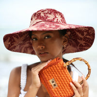 The Kusuma Chinoiserie Batik Hat In Maroon Red - Diazza