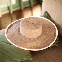 The Lolo Wide - brim Jute Boater Hat In Beige - Diazza