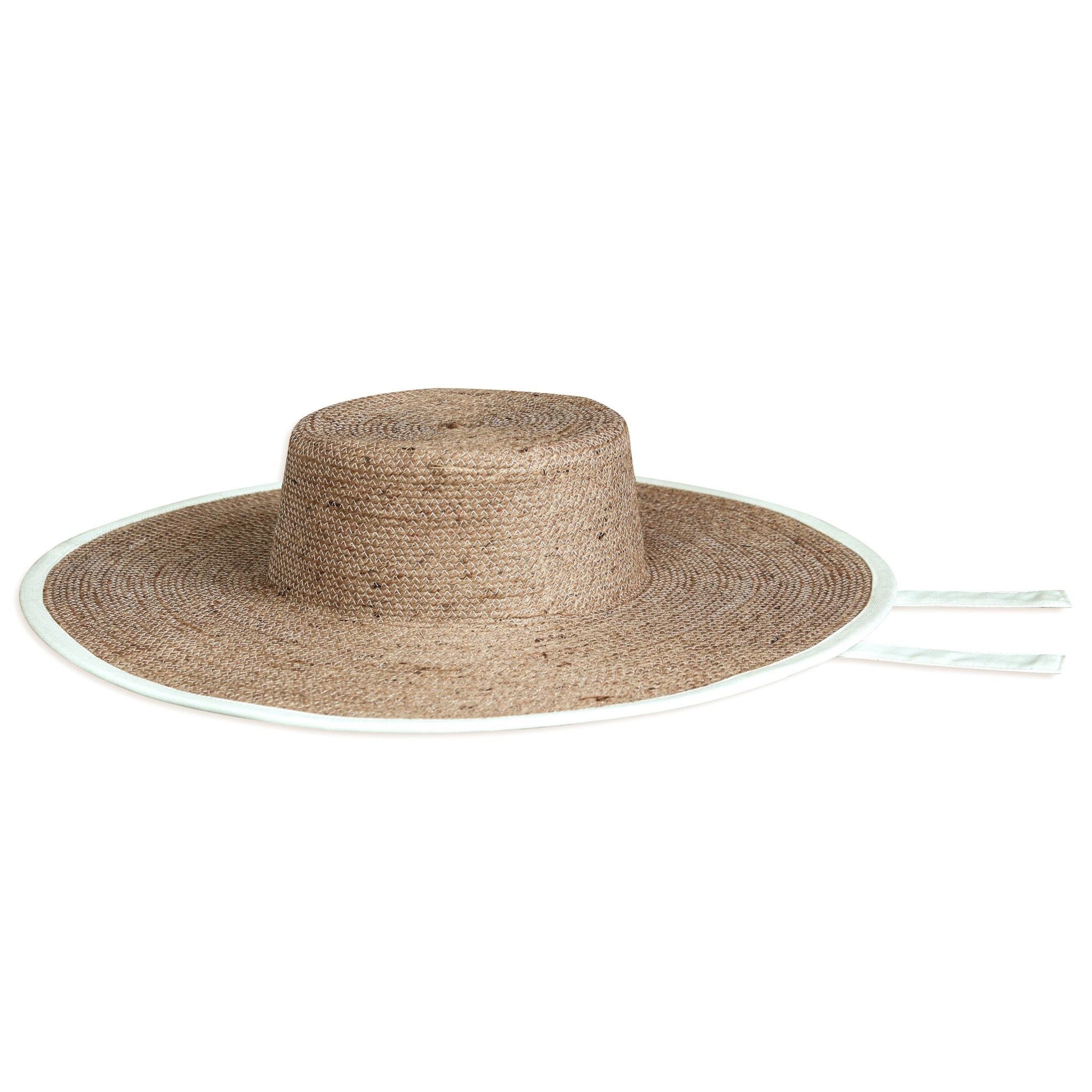 The Lolo Wide - brim Jute Boater Hat In Beige - Diazza