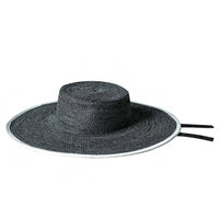 The Lolo Wide - brim Jute Boater Hat in Black - Diazza