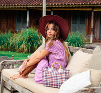 The Lolo Wide - brim Jute Boater Hat in Burgundy - Diazza