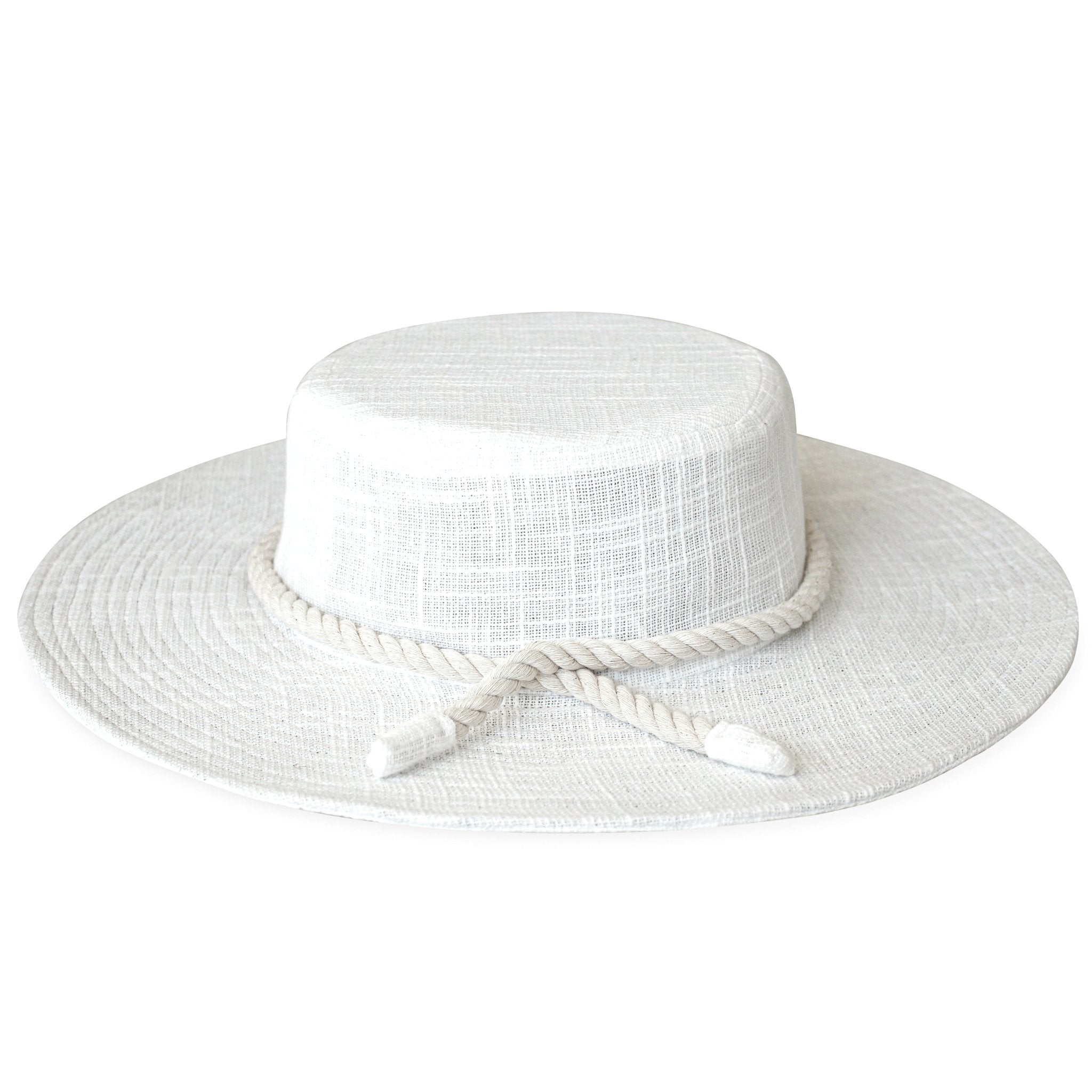 The Loretta Linen Jute Hat In Off White - Diazza