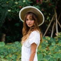 The Loretta Linen Jute Hat In Off White - Diazza
