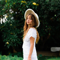 The Loretta Linen Jute Hat In Off White - Diazza