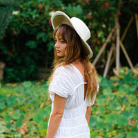 The Loretta Linen Jute Hat In Off White - Diazza