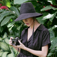 The Meg Jute Straw Hat In Black - Diazza