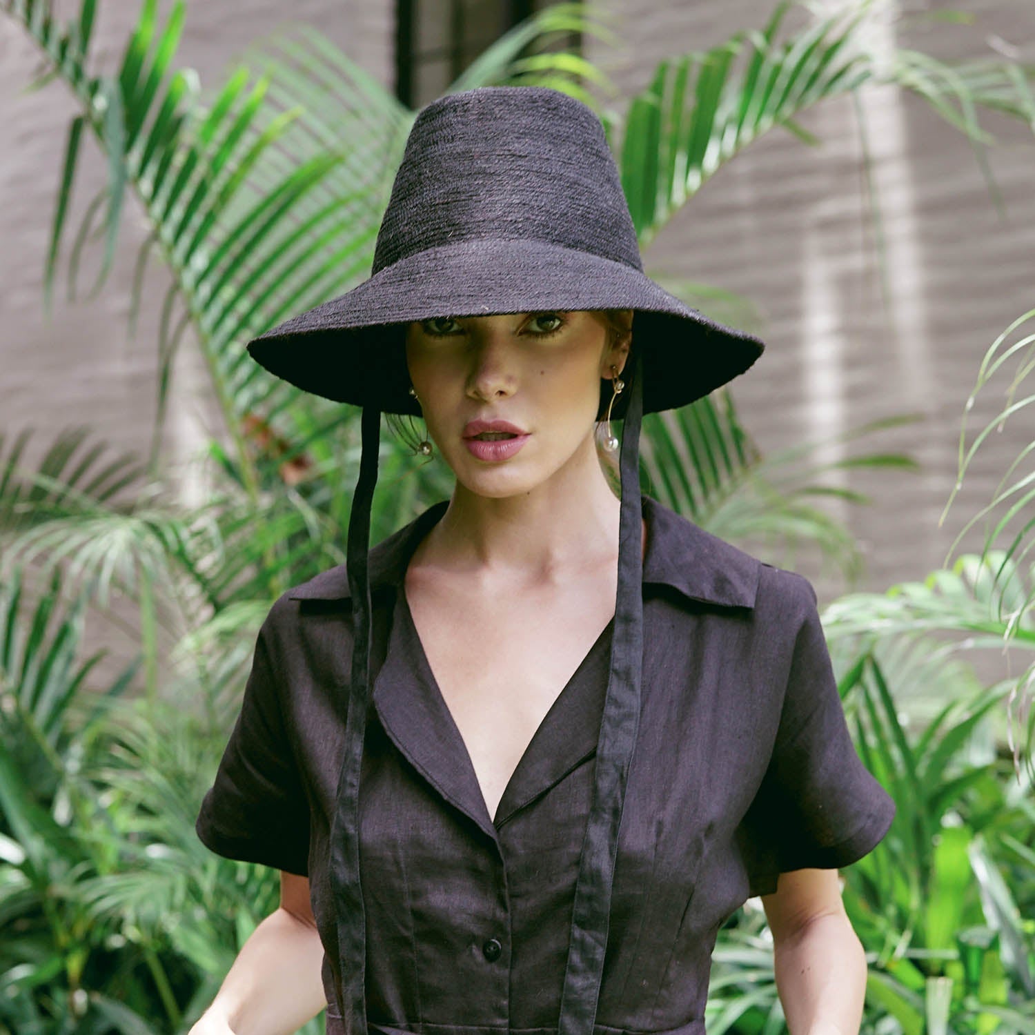 The Meg Jute Straw Hat In Black - Diazza