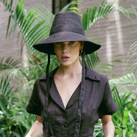 The Meg Jute Straw Hat In Black - Diazza