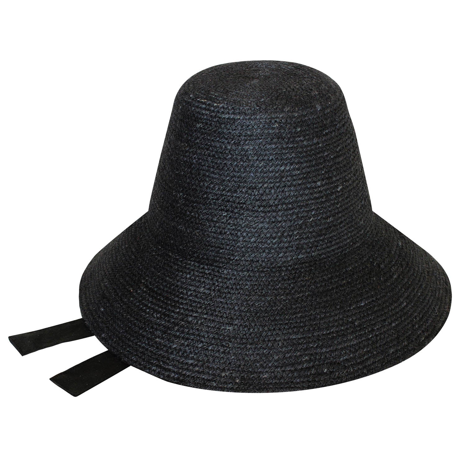 The Meg Jute Straw Hat In Black - Diazza
