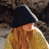The Naomi Jute Straw Hat in Black - Diazza
