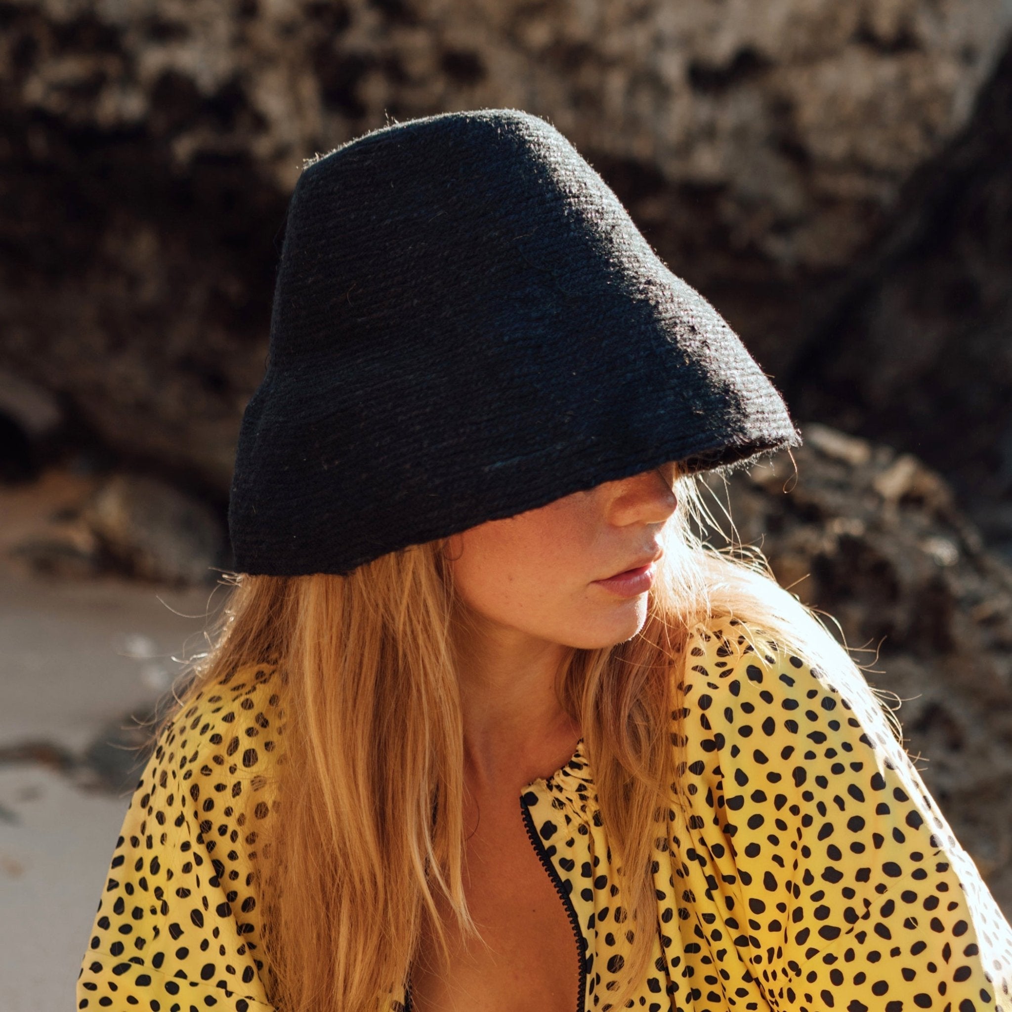 The Naomi Jute Straw Hat in Black - Diazza