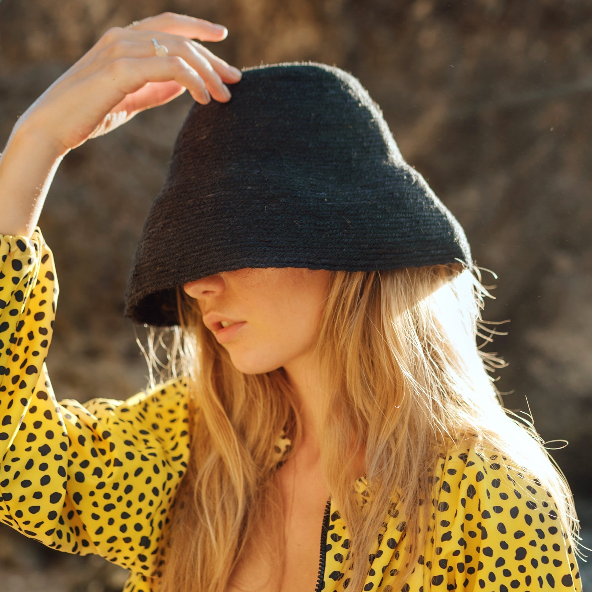 The Naomi Jute Straw Hat in Black - Diazza