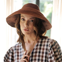 The Reign Jute Hat In Burnt Sienna - Diazza