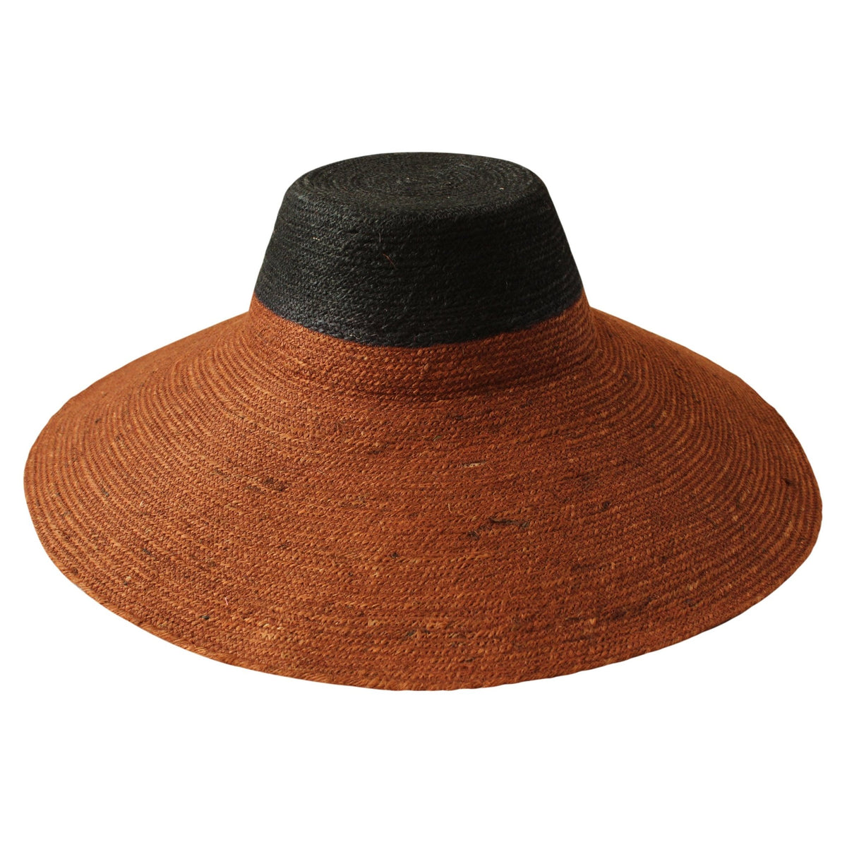 The Riri Duo Jute Straw Hat in Burnt Sienna & Black - Diazza